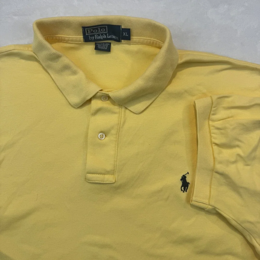 Polo Ralph Lauren Mens XL Yellow Short Sleeve Cotton Pique Pony Logo Polo Shirt